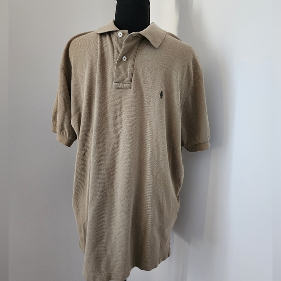 Polo Ralph Lauren Collared Polo Shirt Size L Tan Mens - Picture 2 of 4